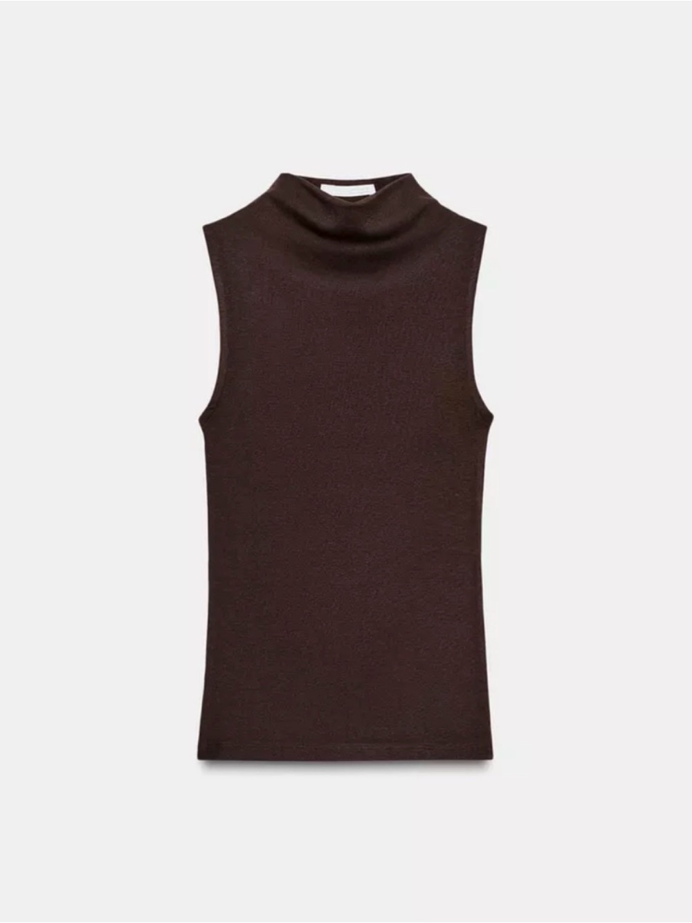 🤎 Modern Brown Sleeveless Mock Neck Top